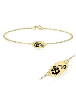 Anchor with Enamel Silver Bracelet BRS-263-GP